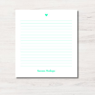 Bloc De Notas Papel rayado con nombre manuscrito corazón pequeño