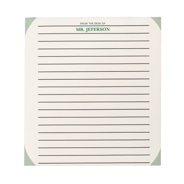 Bloc De Notas Papel Rayado de Profesor Verde Limpio De La Mesa D (Frente)