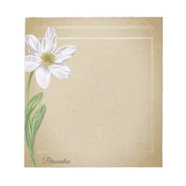 Bloc De Notas Papel viejo de la vendimia de la flor blanca Daffo