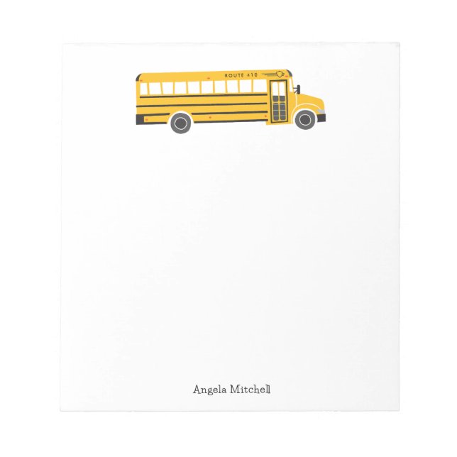 Bloc De Notas Papelería personal de autobús escolar amarillo (Frente)