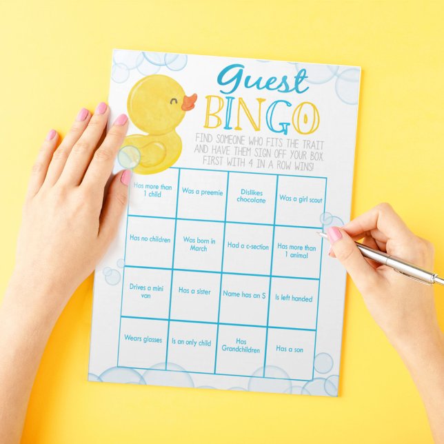Bloc De Notas Paquete de juego Baby Shower de bingo de invitado  (Guest Bingo Watercolor Rubber Duck Baby Shower Game Pack of 40 Answer Sheets)