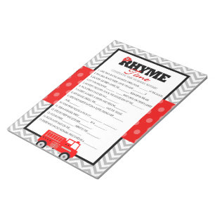 Bloc De Notas Paquete de juego Baby Shower de Firetruck Nursery