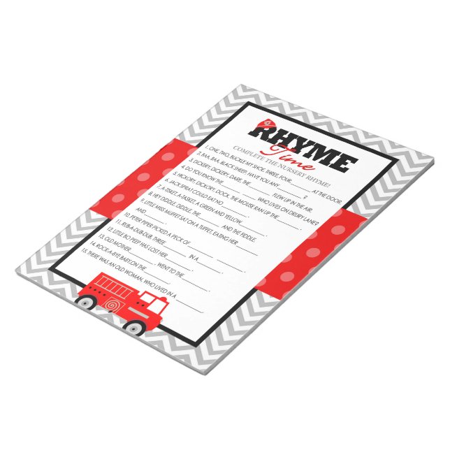 Bloc De Notas Paquete de juego Baby Shower de Firetruck Nursery  (Lado Derecho)
