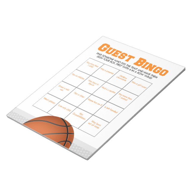 Bloc De Notas Paquete de juego de Baby Shower de Bashketball Gue (Lado Derecho)