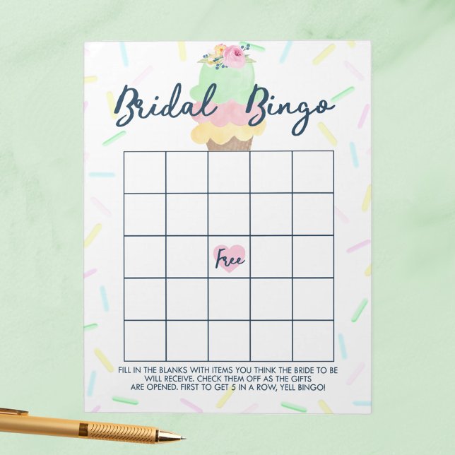 Bloc De Notas Paquete de juego Ice Cream Gige Bingo Bridal Showe (Bridal Bingo Ice Cream Scooped Up Bridal Shower Game Pack of 40 Answer Sheets)