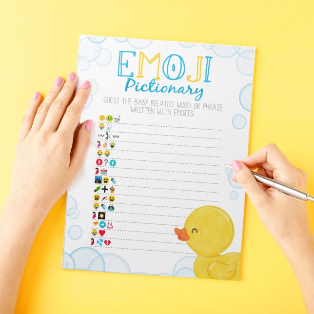 Bloc De Notas Paquete de juego para Baby Shower con imágenes de  (Emoji Pictionary Watercolor Rubber Duck Baby Shower Game Pack of 40 Answer Sheets)