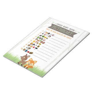 Bloc De Notas Paquete de juego para Baby Shower Woodland Baby Bo