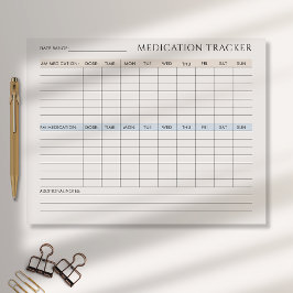 Bloc de notas para el rastreador de medicamentos
