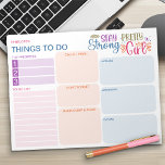 Bloc De Notas Para hacer lista de planificador diario colorido p<br><div class="desc">¡Colorido, editable y personalizado! Esta lista de cosas por hacer y el planificador diario tiene una cita positiva "mantente fuerte bonito chica" y una paleta de color bonito de color rosa morado naranja azul y verde. Todos los títulos de las secciones son editables, por lo que puede organizar sus cosas...</div>