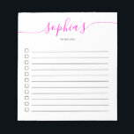 Bloc De Notas Para Hacer Lista Guión de Moda Guión Bright Bink N<br><div class="desc">Lista de tareas sencillas con su nombre y script de moda.</div>
