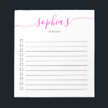 Bloc De Notas Para Hacer Lista Guión de Moda Guión Bright Bink N<br><div class="desc">Lista de tareas sencillas con su nombre y script de moda.</div>