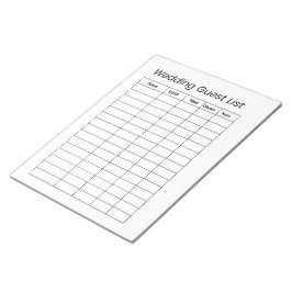 Bloc de notas para lista de invitados de boda