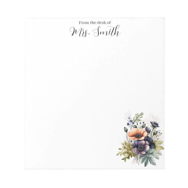 Bloc de notas para maestros floral dulce multicolo (Frente)