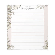 Bloc de notas para maestros Floral Lines Pure