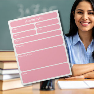 Bloc de notas para planificar lecciones Rosa