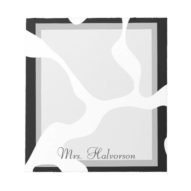 Bloc de notas para profesores en blanco y negro de (Frente)