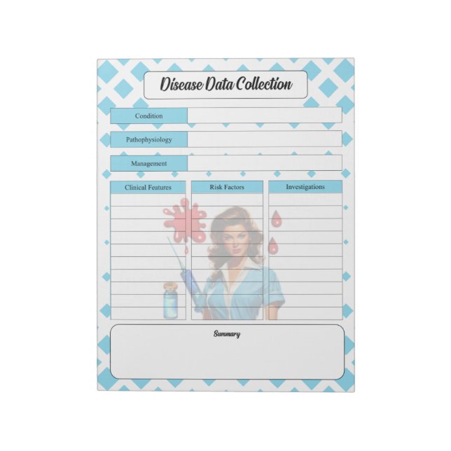 Bloc De Notas Para una recolección de datos de enfermedades (Lado Izquierdo)