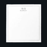 Bloc De Notas Parejas mínimas monograma personalizado Stationery<br><div class="desc">Sofisticado diseño minimalista blanco y negro con monograma de pareja y borde delgado. Ver todas las piezas coincidentes de la colección</div>