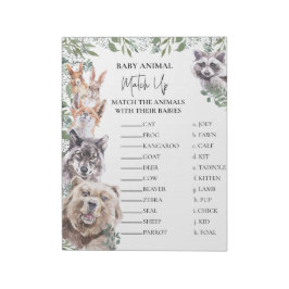 Bloc De Notas Partida de animales de Woodland de Baby Shower