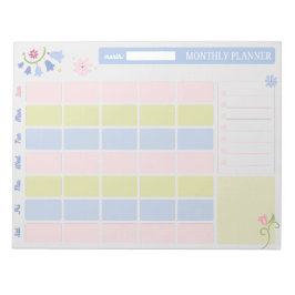 Bloc De Notas Pastel Blue Pink Cute Monthly Planner Notepad 11x8