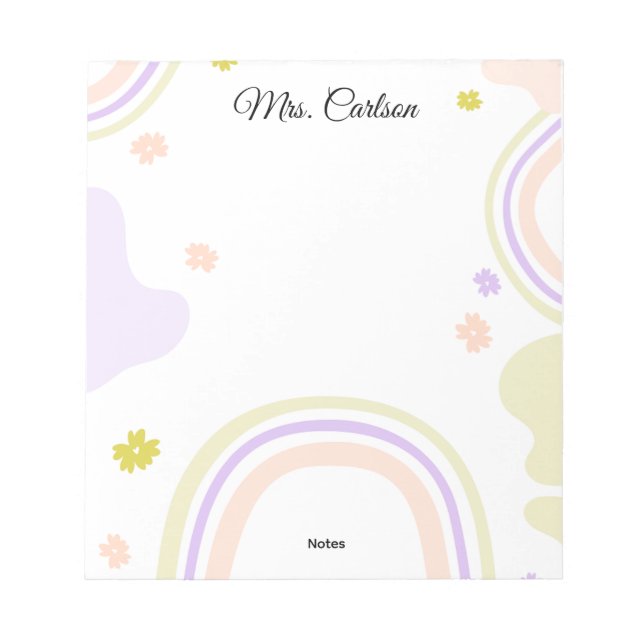 Bloc De Notas Pastel Colors Boho Rainbow Teaacher Notepad (Frente)