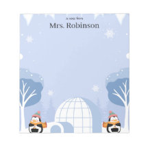 Pastel Cute Reindeer Christmas Teacher Notepad