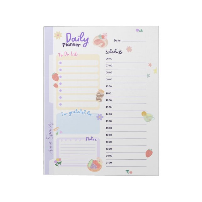 Bloc De Notas Pastel Daily Planner para estudiantes (Lado Izquierdo)