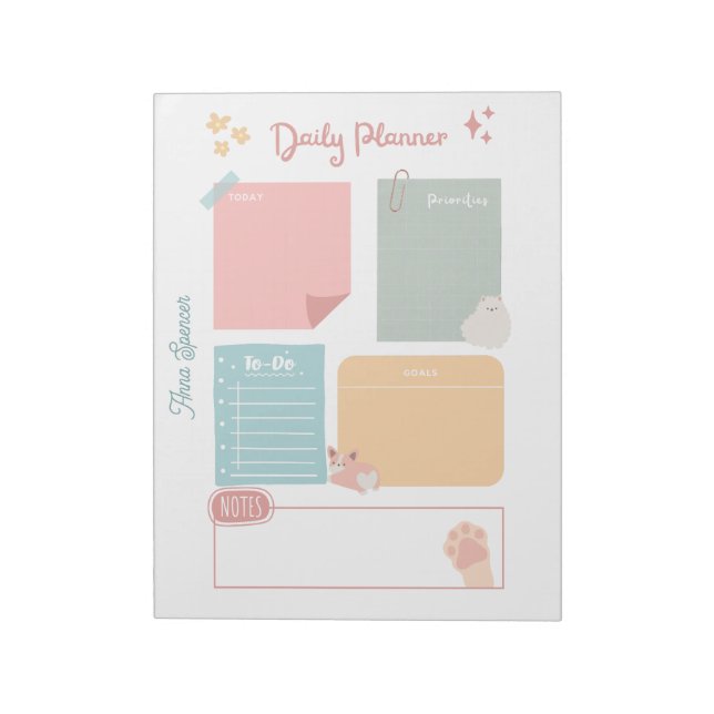 Bloc De Notas Pastel Daily Planner para estudiantes (Lado Izquierdo)