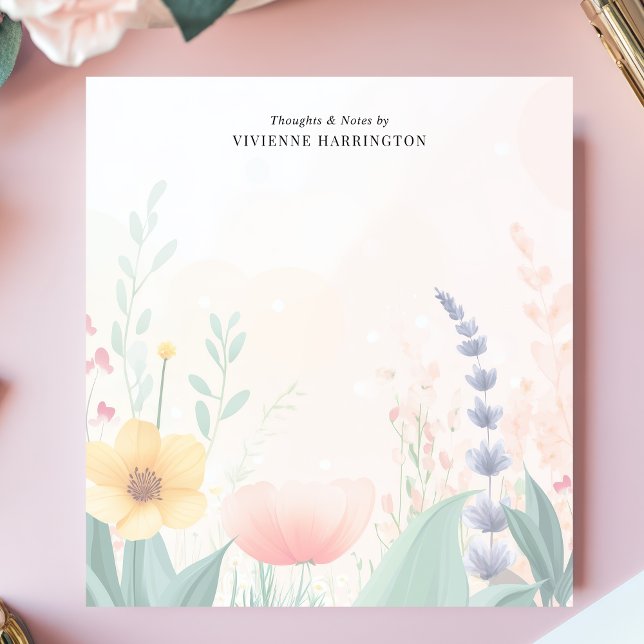Bloc De Notas Pastel de acuarela de flores silvestres personaliz (Subido por el creador)