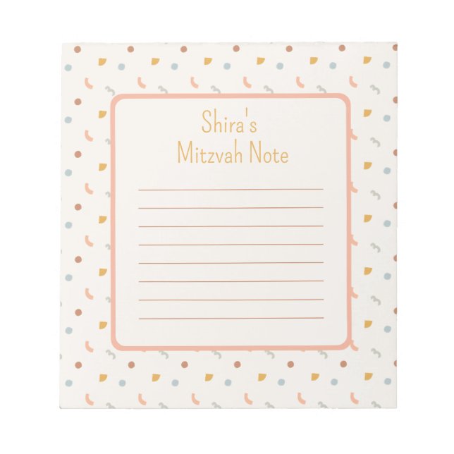 Bloc De Notas Pastel fiesta Mitzvah Nota (Frente)