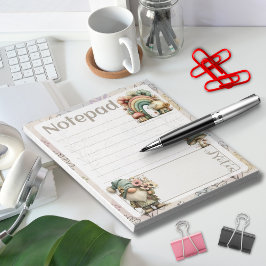 Bloc De Notas Pastel Gnome & Mushroom – Floral Spring Design