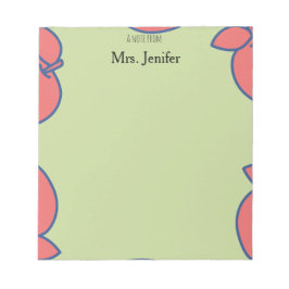 Bloc De Notas Pastel Green and Red Apple Notepad