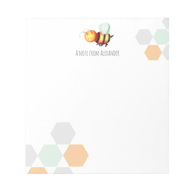 Bloc De Notas Pastel Hexagons y Honey Bee personalizado (Frente)