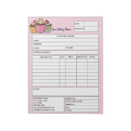 Bloc De Notas Pastel Pastelería Panadería Formulario de Venta Re