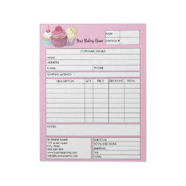 Bloc De Notas Pastel Pastelería Panadería Formulario de Venta Re