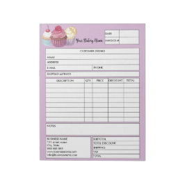 Bloc De Notas Pastel Pastelería Panadería Formulario de Venta Re