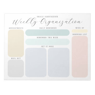 Bloc De Notas Pastel Personalizado Semanal Para Hacer Organizaci