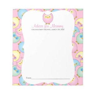 Bloc De Notas Pastel Pink Owl Baby Shower - Consejos