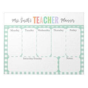 Bloc De Notas Pastel Rainbow Weekly Teacher Planner