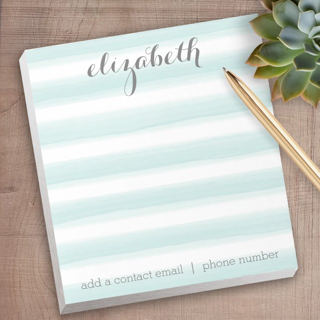 Bloc De Notas Pastel Verde azulado y Gris Stationery Suite para  (Personalized Notepad)
