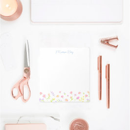 Bloc De Notas Pastel Wildflower Personalized Blue Notepad