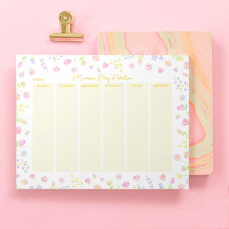 Bloc De Notas Pastel Wildflower Weekly Planner Notepad in Yellow