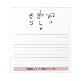 Bloc De Notas Patólogo de lenguaje de voz SLP personalizado ASL