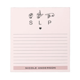 Bloc De Notas Patólogo de lenguaje de voz SLP personalizado ASL