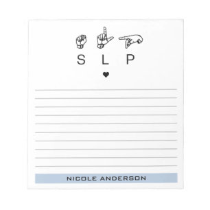 Bloc De Notas Patólogo de lenguaje de voz SLP personalizado ASL