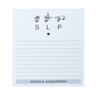Bloc De Notas Patólogo de lenguaje de voz SLP personalizado ASL