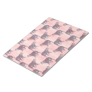 Bloc De Notas Patrón animal moderno de leopardo rosado