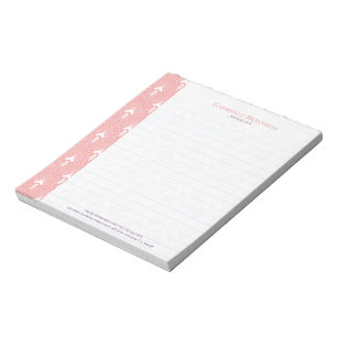 Bloc De Notas Patrón Art Deco rosa y blanco