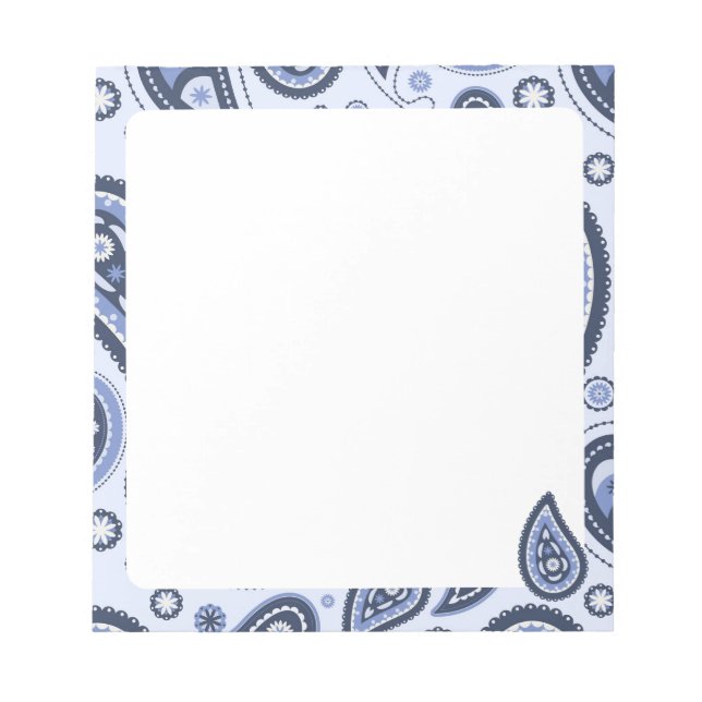 Bloc De Notas Patrón azul paisley (Frente)