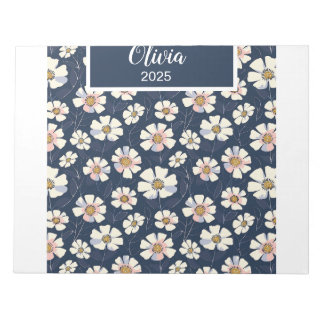 Bloc De Notas Patrón azul y floral